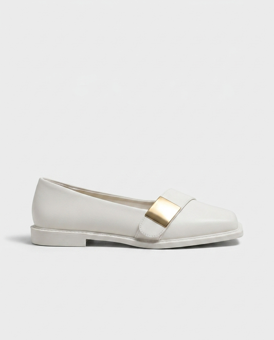 Adeline Square-Toe Loafer — White | Emory & Blanc