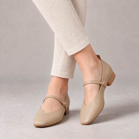 Amalia Women's Cushioned Microfiber Shoes, Soft Upper — Beige | Emory & Blanc