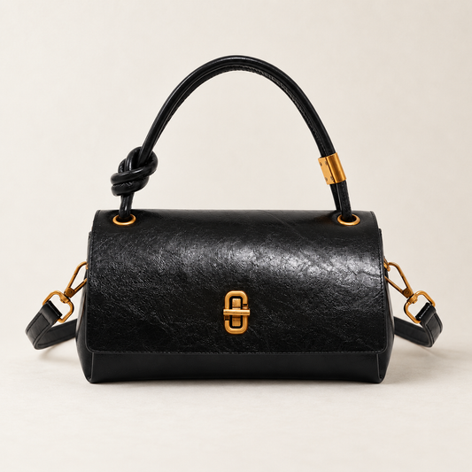 Annabel Comfort Knotted-Handle Bag — Black | Emory & Blanc
