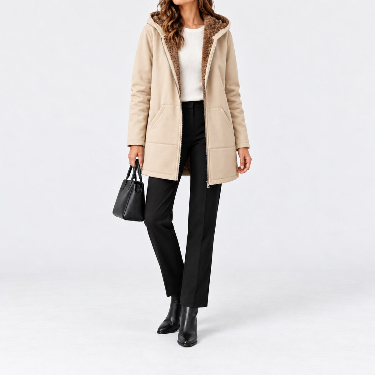 Dorine Relaxed Fit Fleece-Lined Hooded Jacket | Emory & Blanc
