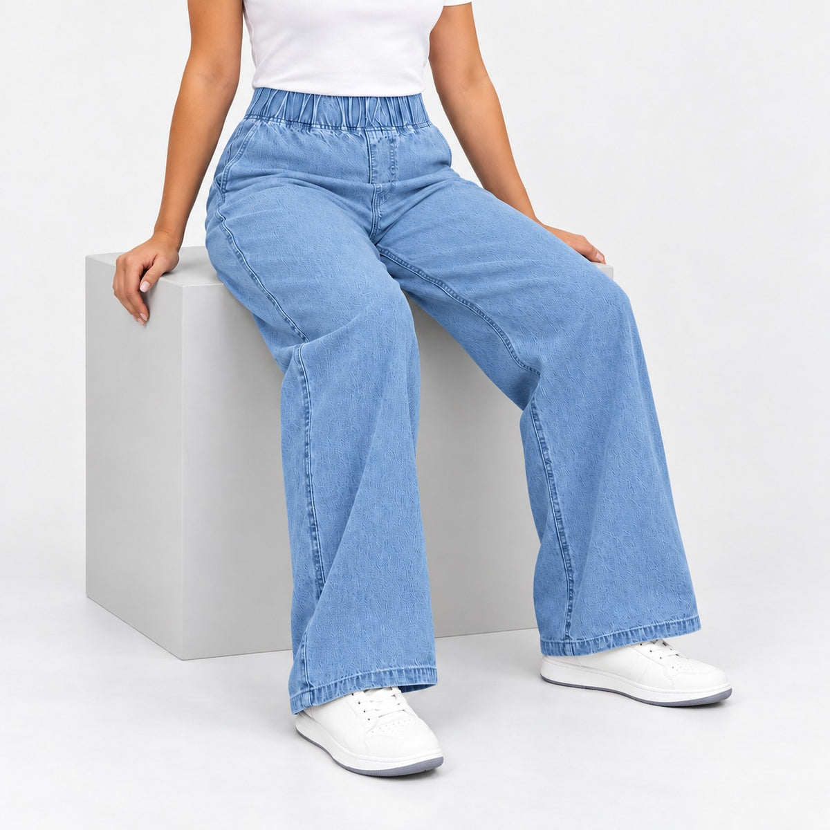 Estella Comfort Wide Leg Jeans, Pull-On Waist | Emory & Blanc