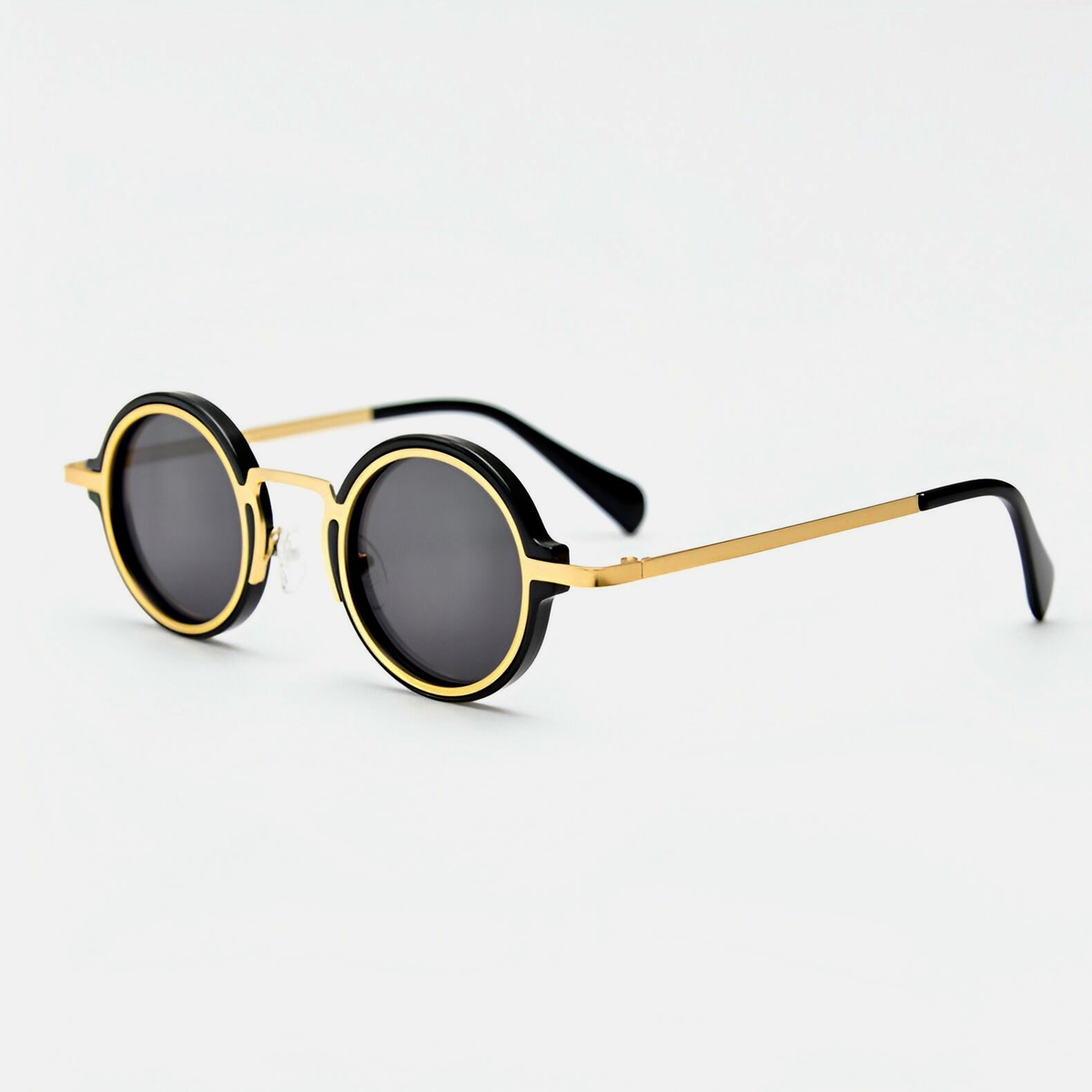 Evren Lightweight Round Sunglasses — Gold/Black | Emory & Blanc