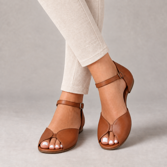 Inez Women's Cushioned Ankle-Strap Sandals — Brown ( Pu) | Emory & Blanc