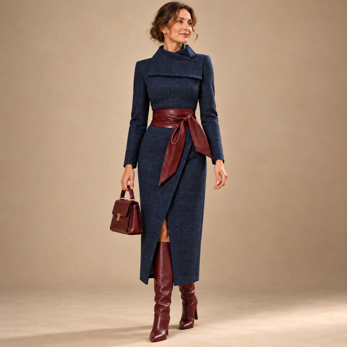 Isabeau Soft Belted Wrap Midi Dress | Emory & Blanc