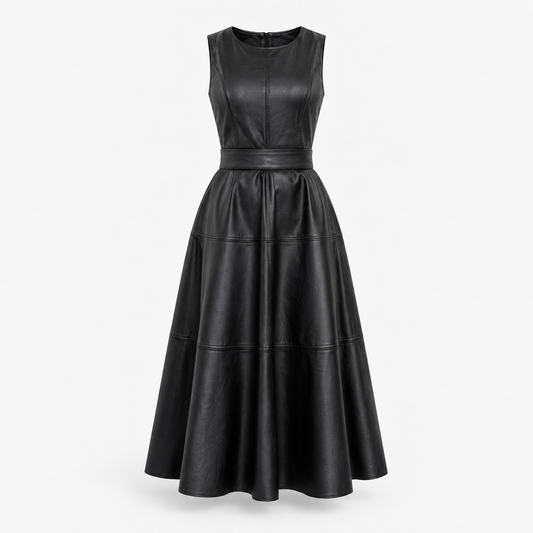 Isabel Defined-Waist Sleeveless Midi Dress | Emory & Blanc