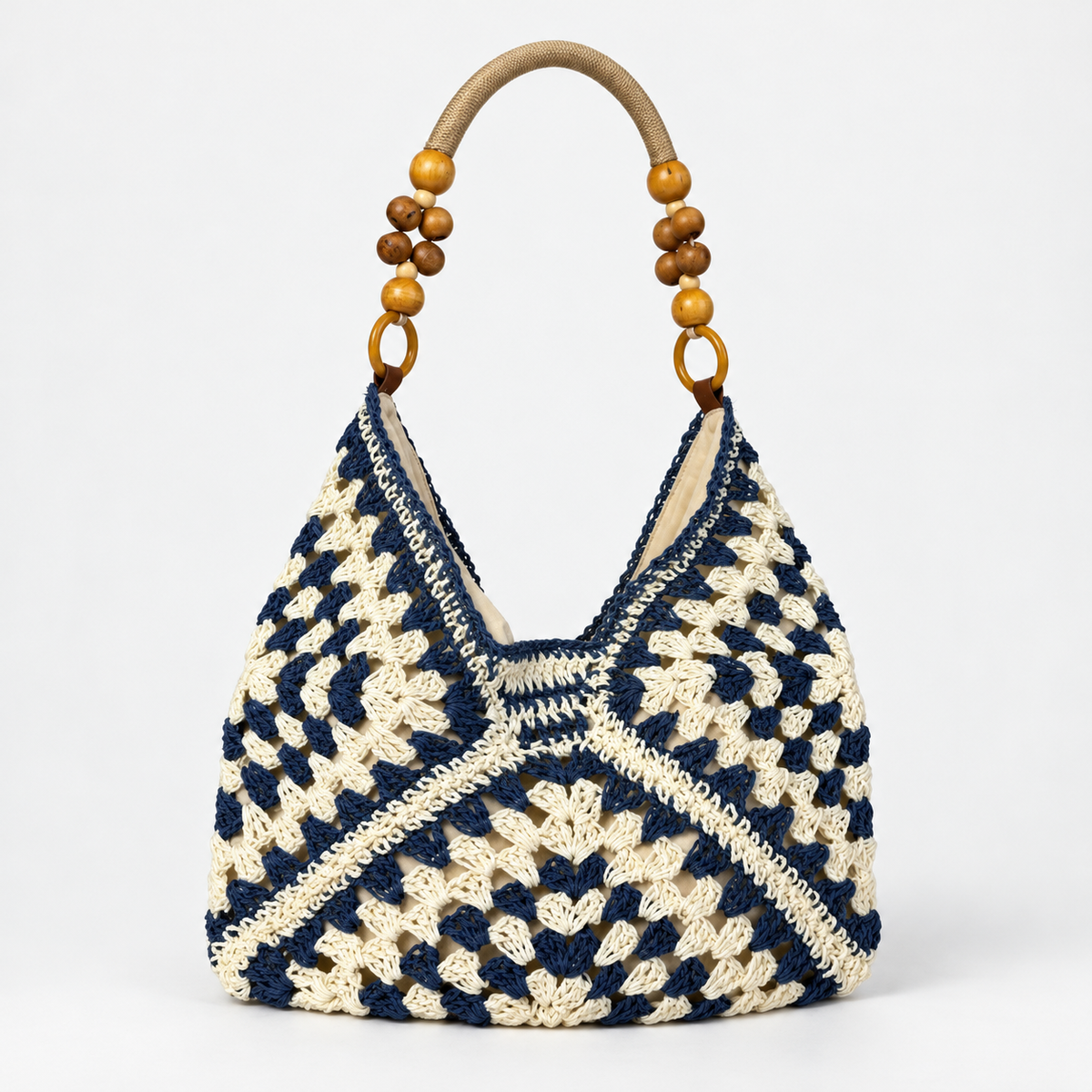 Juliette Beaded Crochet Hobo — Navy | Emory & Blanc