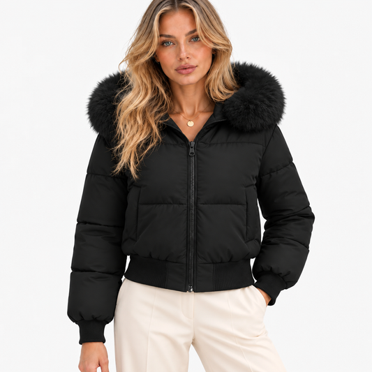 Larkin Soft Cropped Puffer Jacket — Black | Emory & Blanc