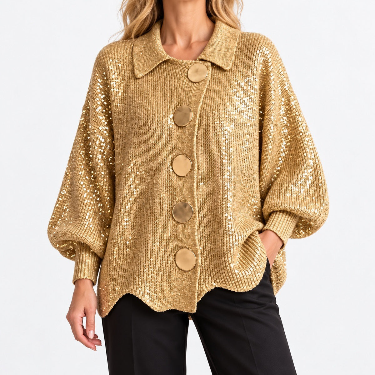 Liliane Relaxed Fit Cardigan — Gold | Emory & Blanc