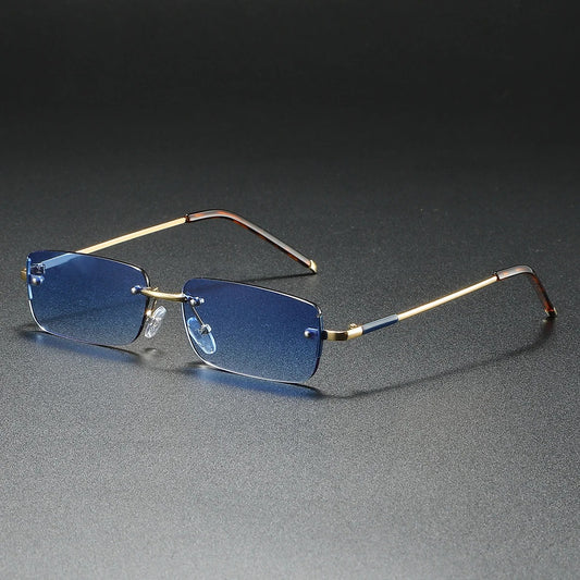Lucan Lightweight Rimless Sunglasses — Sky Blue | Emory & Blanc