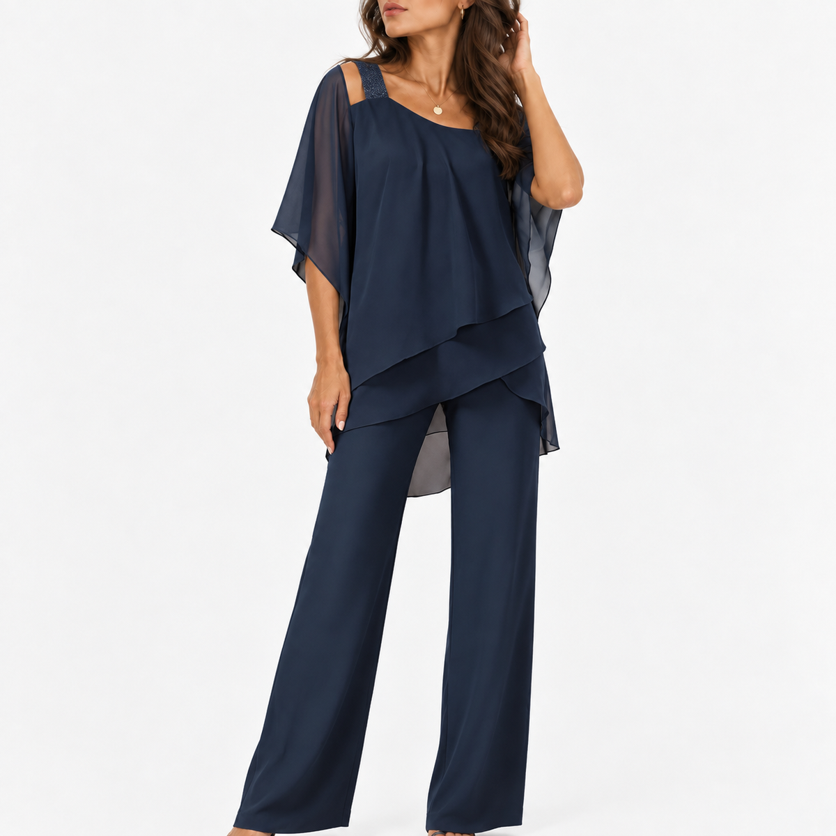 Mirelle Stretch Layered Two-Piece Set — Navy | Emory & Blanc