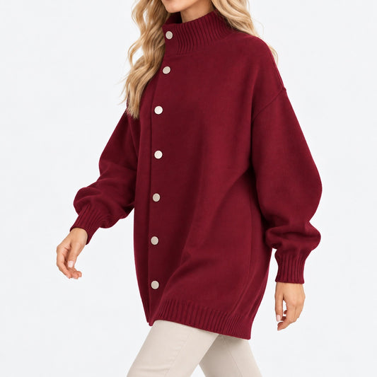 Oriana Relaxed Fit Funnel-Neck Cardigan | Emory & Blanc