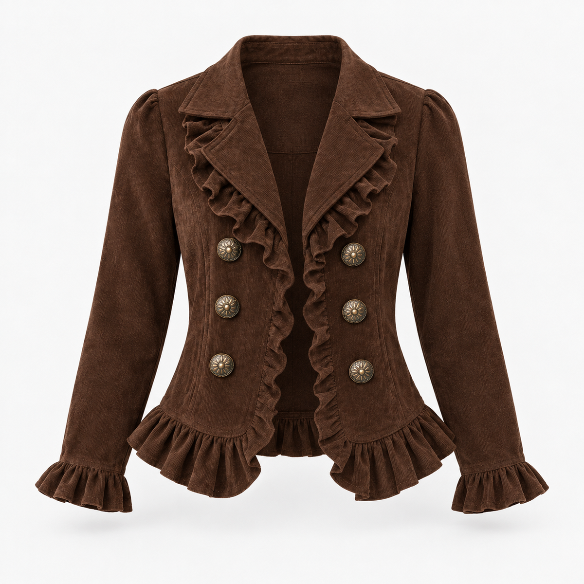 Ottoline Stretch Ruffle-Trim Jacket, Cropped | Emory & Blanc