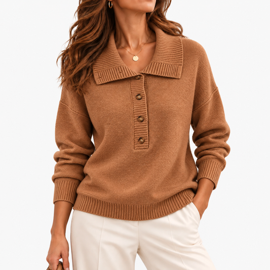 Romilly Relaxed Fit Pullover Sweater — Light Brown | Emory & Blanc