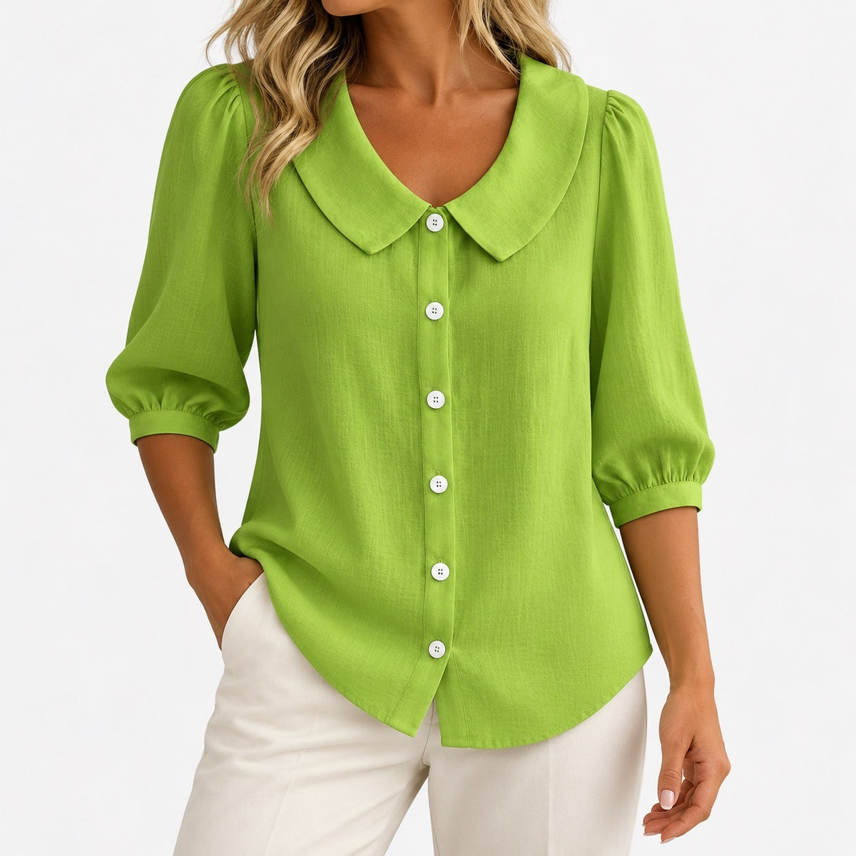 Sophie Relaxed Fit Blouse — Light Green | Emory & Blanc