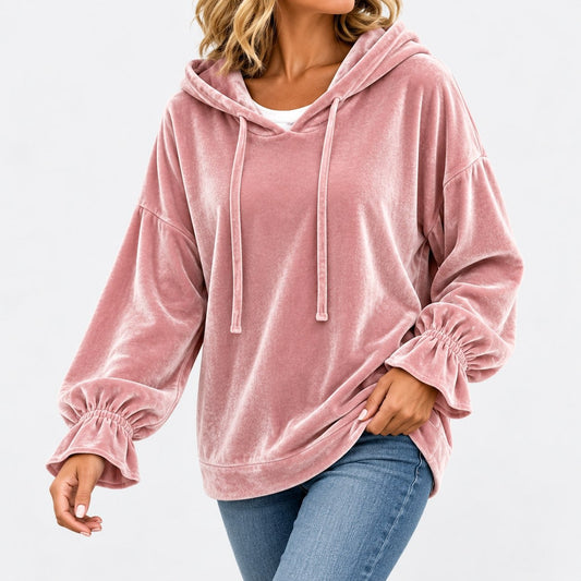 Tallulah Relaxed Fit Hoodie, Ruffle Cuffs | Emory & Blanc
