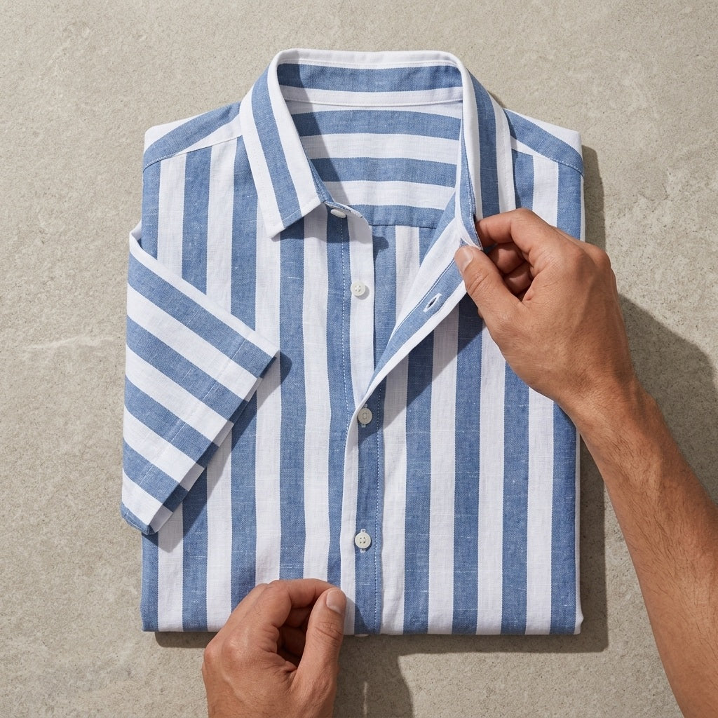 Emory & Blanc Coastline Short Sleeve product image - flat lay with hands