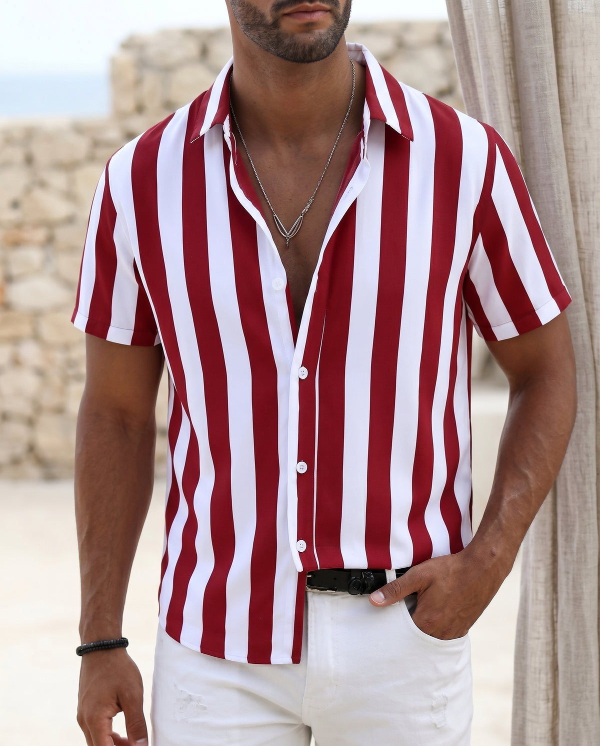 Coastline Short Sleeve on-model variant in Red