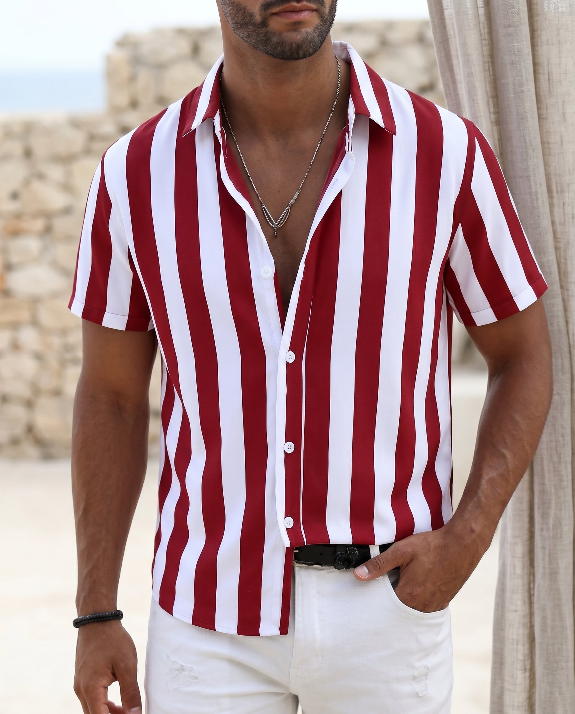 Coastline Short Sleeve on-model variant in Red