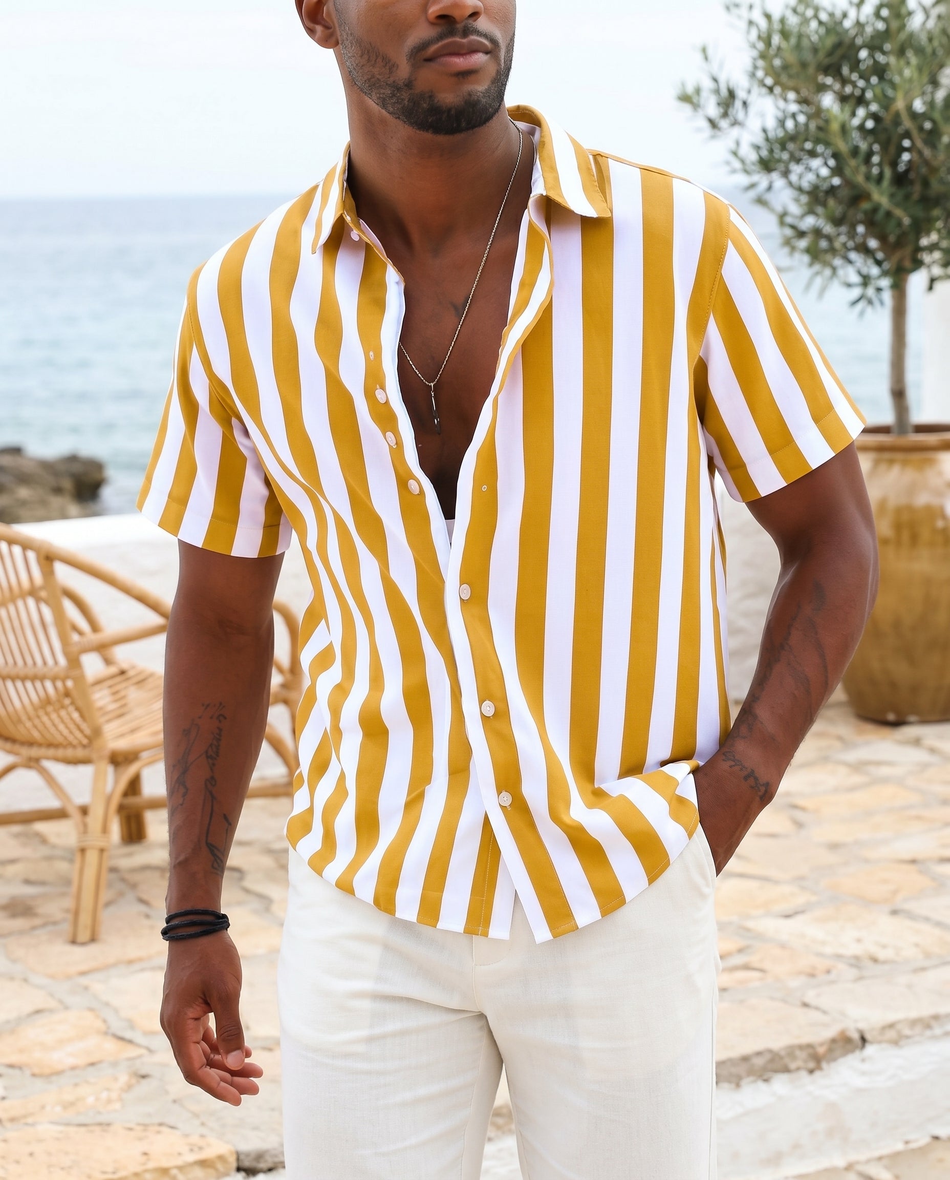 Coastline Short Sleeve on-model variant in Yellow