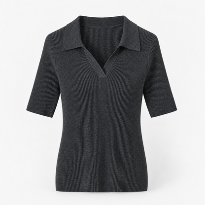 Adelaide Comfort Polo Shirt, Open V-Neck | Emory & Blanc