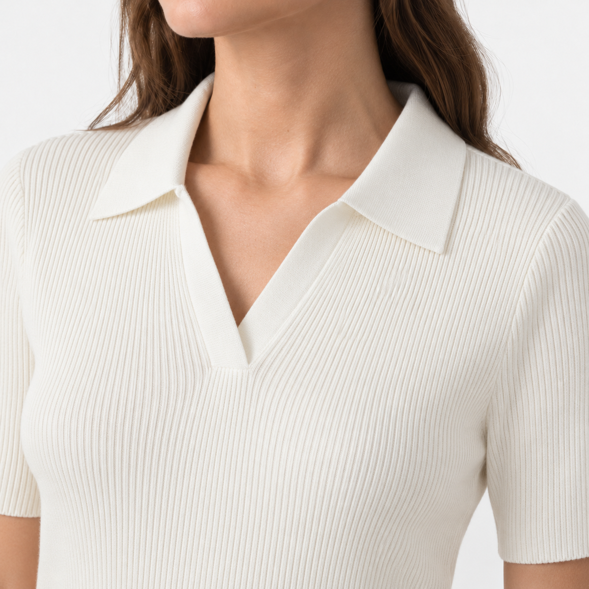 Adelaide Comfort Polo Shirt, Open V-Neck | Emory & Blanc