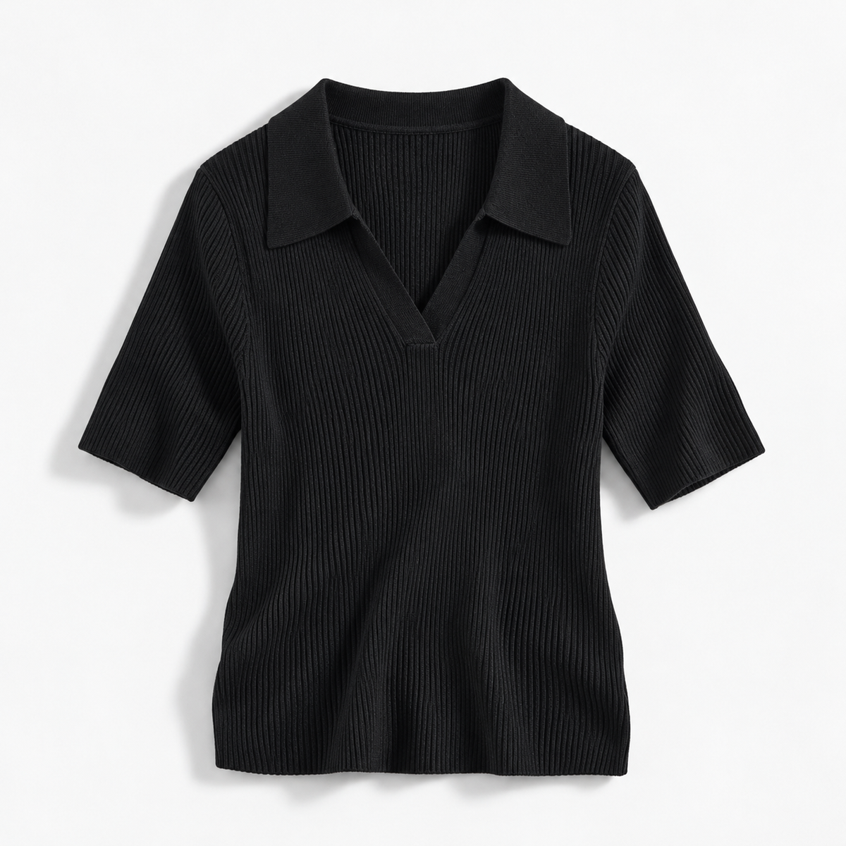 Adelaide Comfort Polo Shirt, Open V-Neck | Emory & Blanc