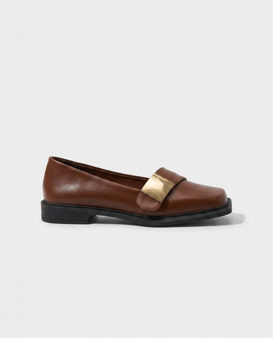 Adeline Square-Toe Loafer — Brown | Emory & Blanc