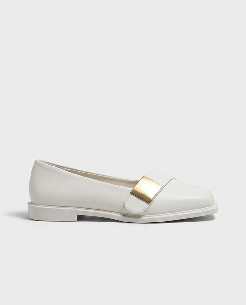 Adeline Square-Toe Loafer — White | Emory & Blanc