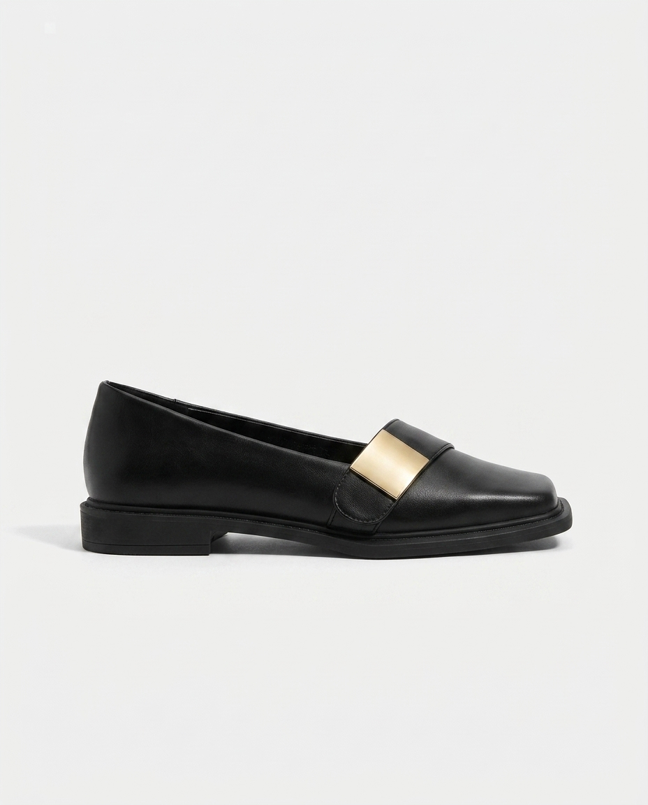 Adeline Square-Toe Loafer — Black | Emory & Blanc
