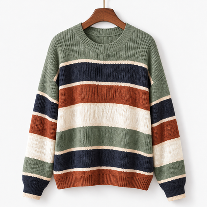 Adelise Relaxed Fit Striped Crewneck Sweater | Emory & Blanc