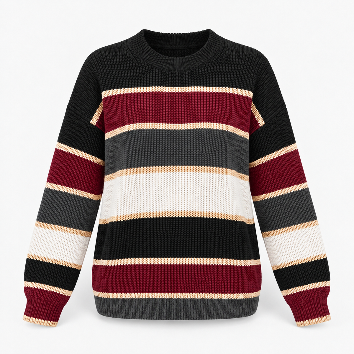 Adelise Relaxed Fit Striped Crewneck Sweater | Emory & Blanc