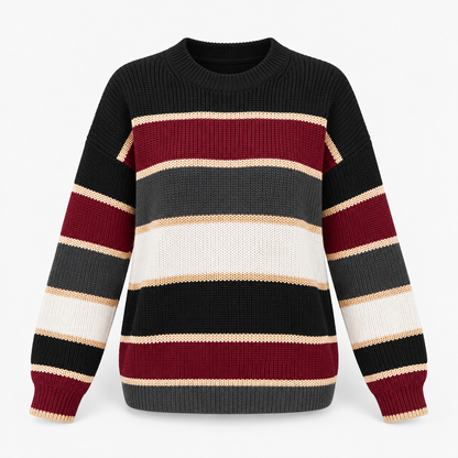 Adelise Relaxed Fit Striped Crewneck Sweater | Emory & Blanc
