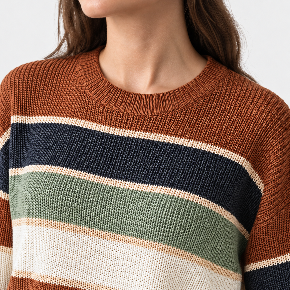 Adelise Relaxed Fit Striped Crewneck Sweater | Emory & Blanc