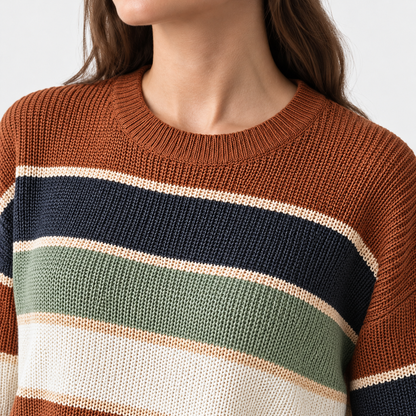 Adelise Relaxed Fit Striped Crewneck Sweater | Emory & Blanc