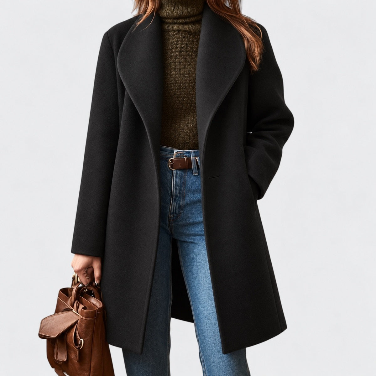 Adrienne Relaxed Fit Shawl Collar Coat — Black | Emory & Blanc