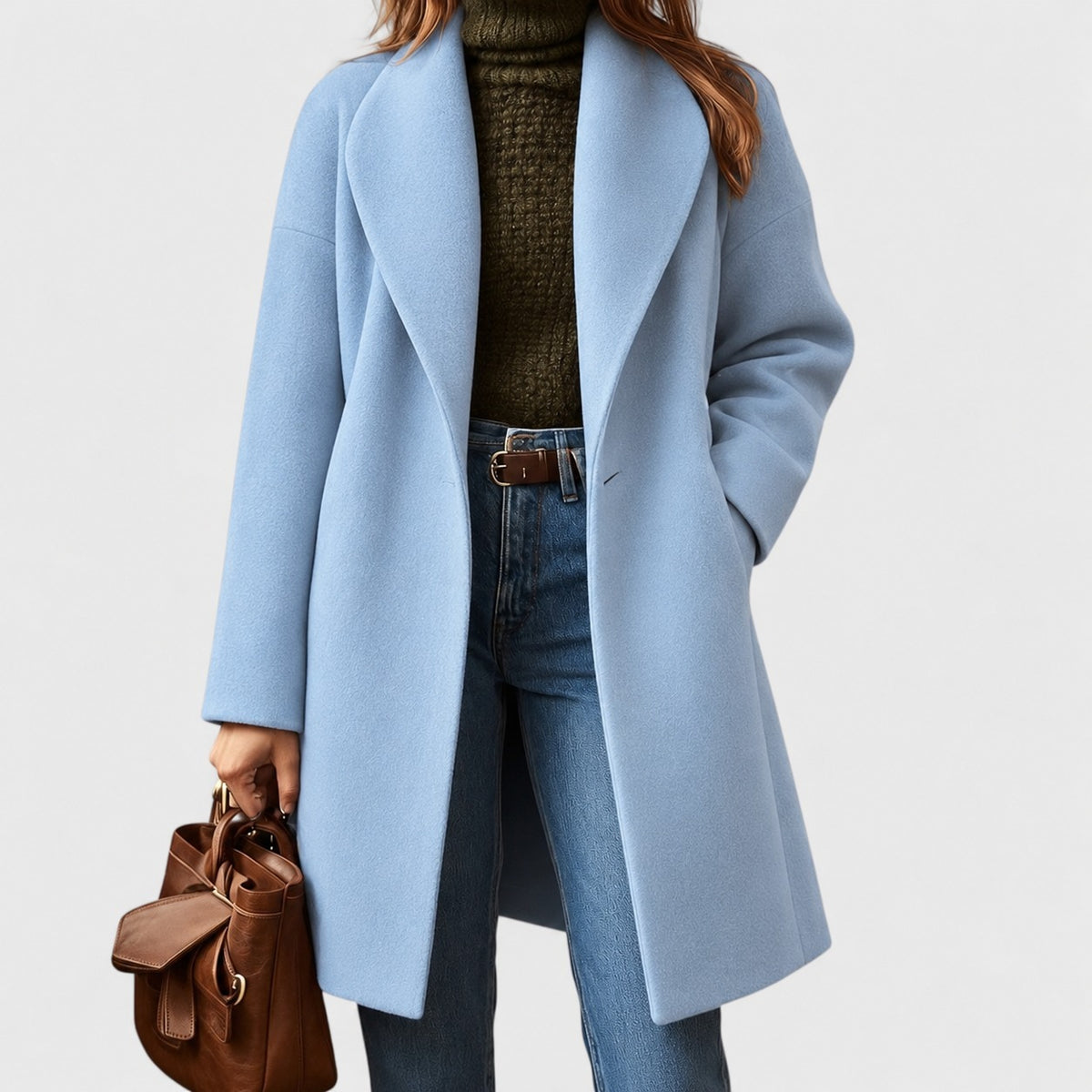 Adrienne Relaxed Fit Shawl Collar Coat — Blue | Emory & Blanc