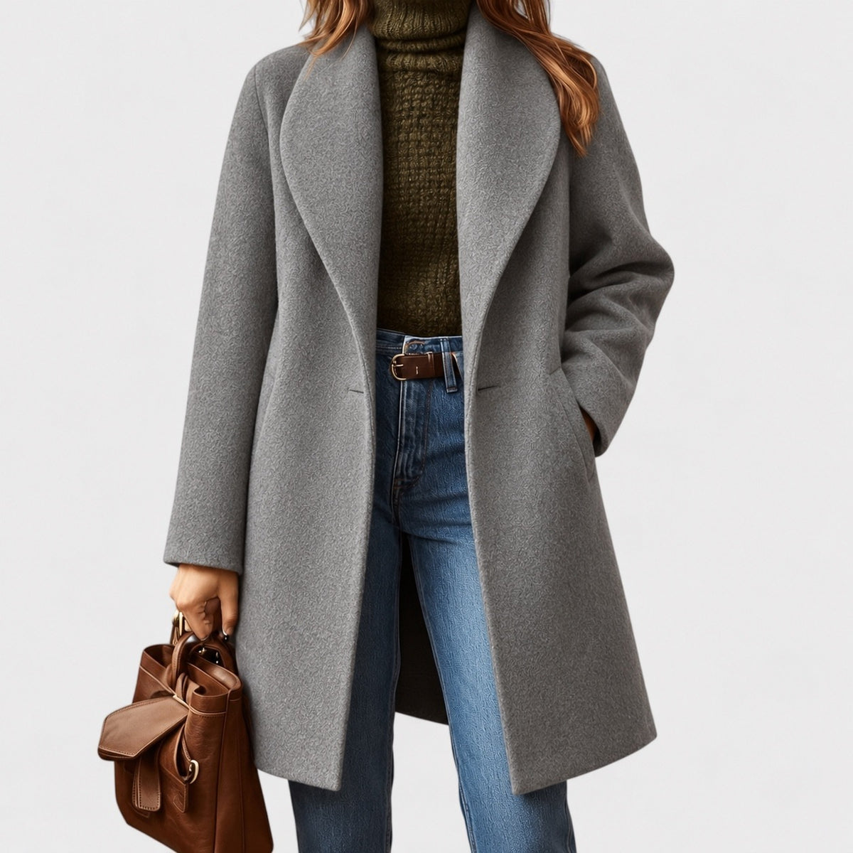 Adrienne Relaxed Fit Shawl Collar Coat — Gray | Emory & Blanc