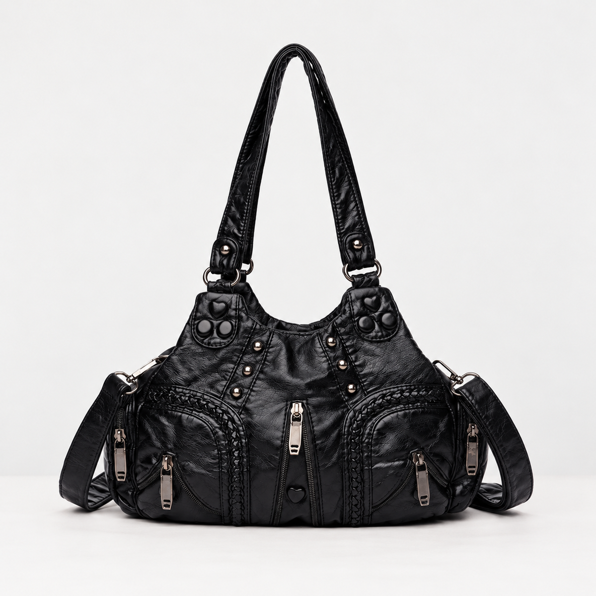 Aimee Soft Two-Way Crossbody Bag — Black | Emory & Blanc