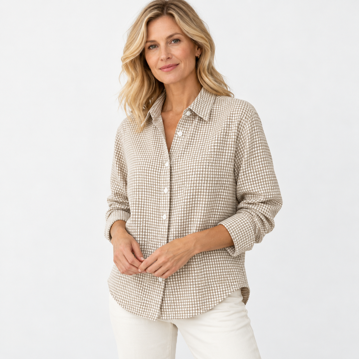 Ainsley Relaxed Fit Button-Down Shirt — Apricot | Emory & Blanc