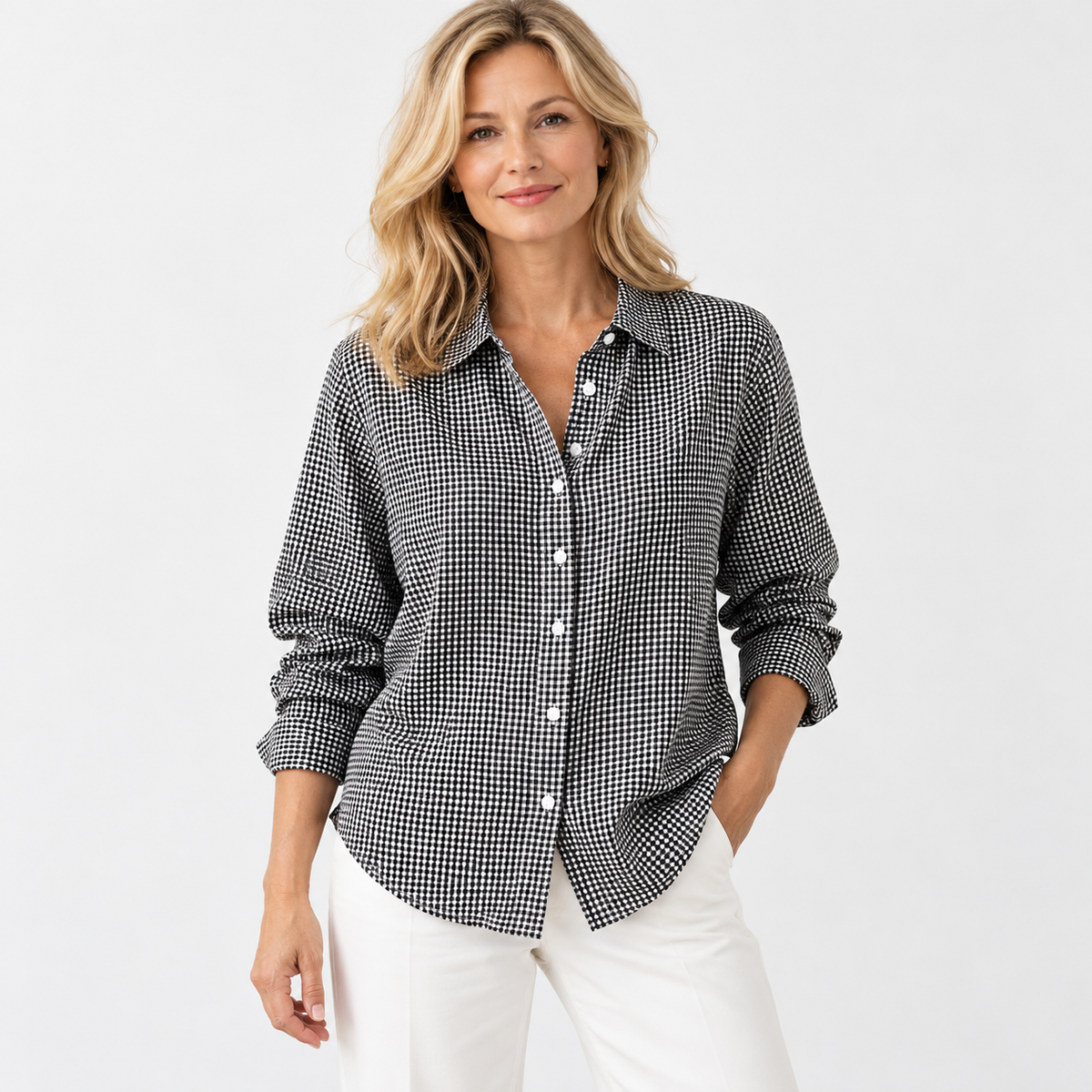 Ainsley Relaxed Fit Button-Down Shirt — Black | Emory & Blanc