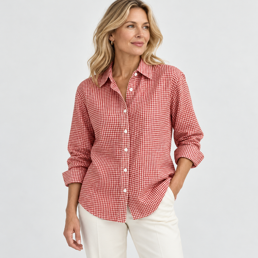 Ainsley Relaxed Fit Button-Down Shirt — Red | Emory & Blanc