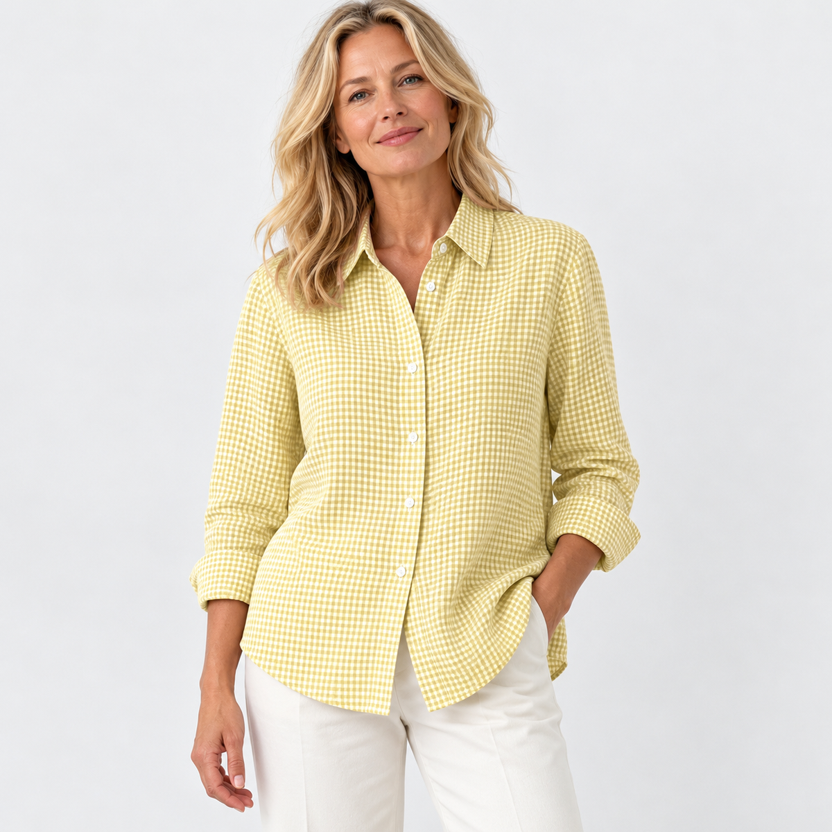 Ainsley Relaxed Fit Button-Down Shirt — Yellow | Emory & Blanc
