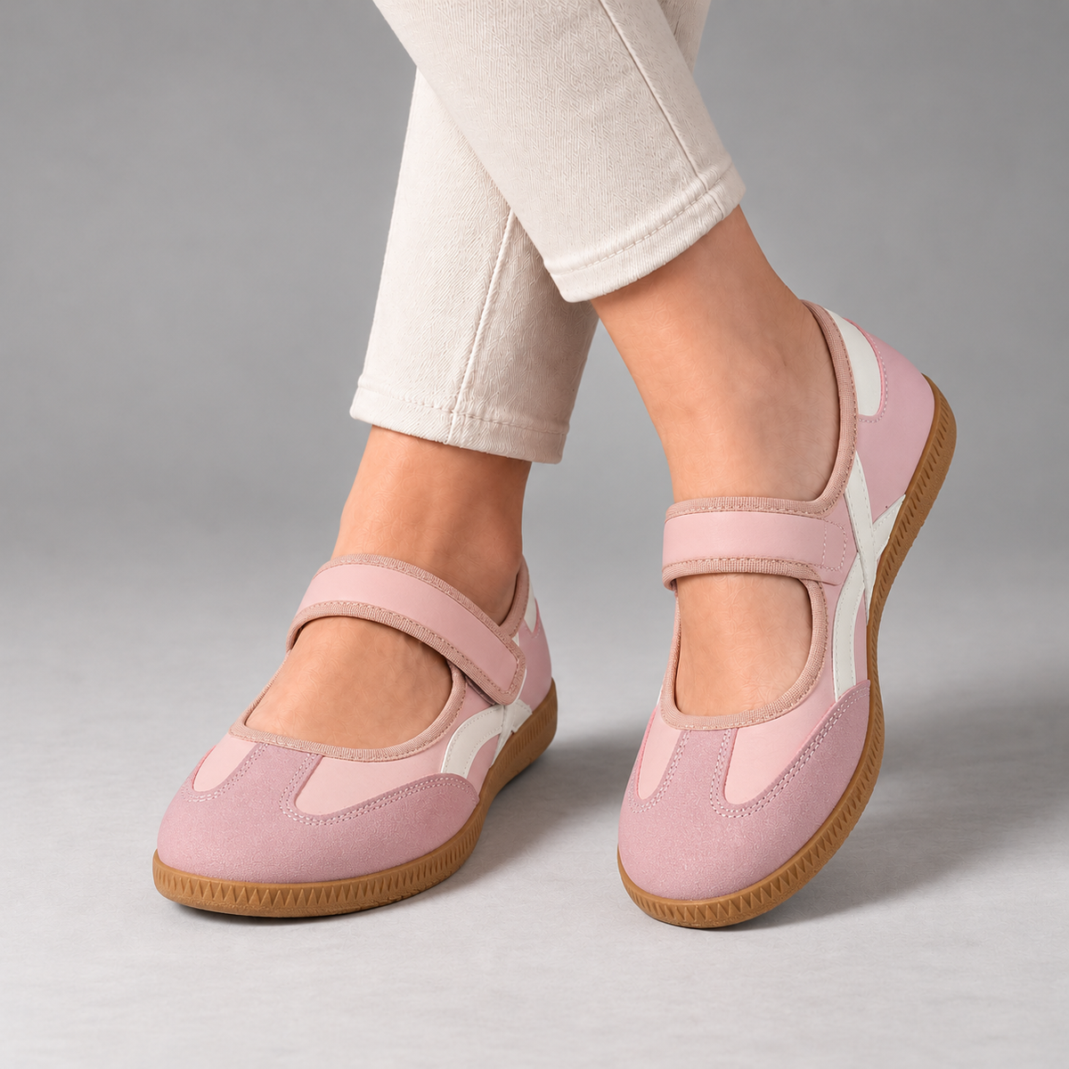 Albertine Comfort Mary Jane Walking Shoes — Blush Ivory | Emory & Blanc