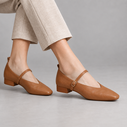 Amalia Women's Cushioned Microfiber Shoes, Soft Upper — Brown | Emory & Blanc
