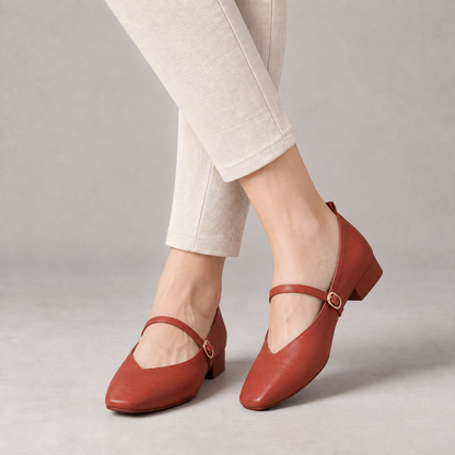 Amalia Women's Cushioned Microfiber Shoes, Soft Upper — Red | Emory & Blanc