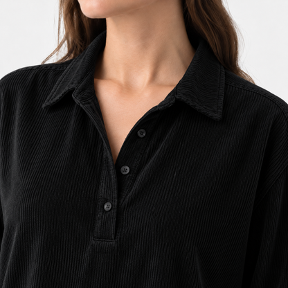 Amandine Soft Corduroy Polo Shirt | Emory & Blanc