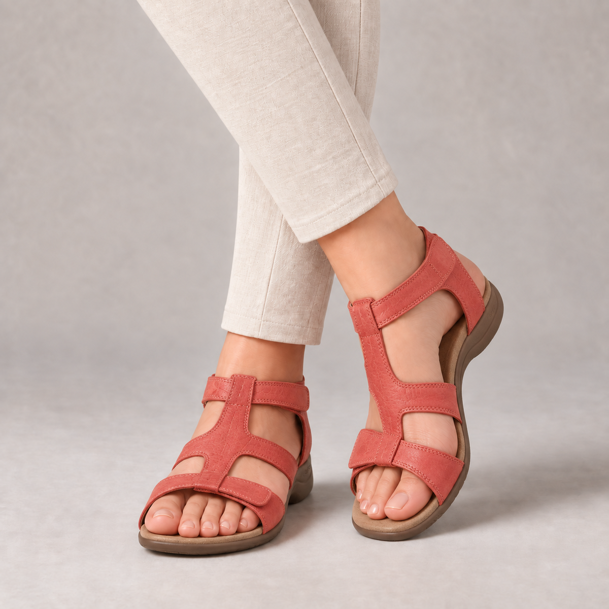 Amara Soft Footbed Adjustable Sandals — Red | Emory & Blanc