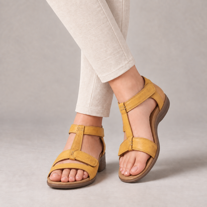 Amara Soft Footbed Adjustable Sandals — Yellow | Emory & Blanc