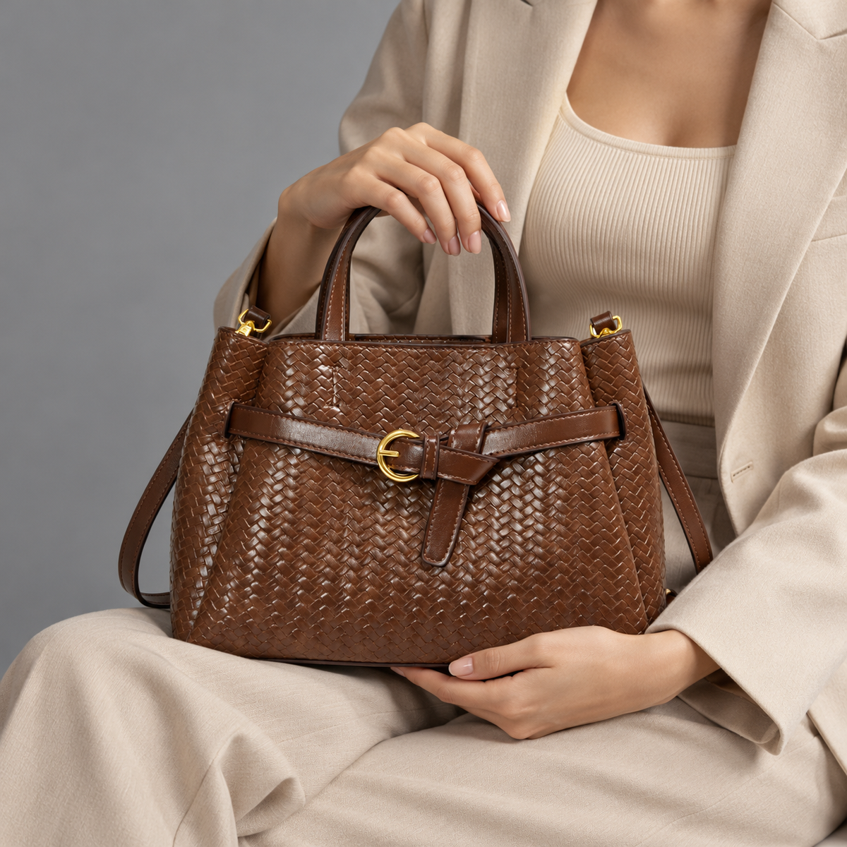 Anaelle Everyday Woven Top-Handle Bag | Emory & Blanc