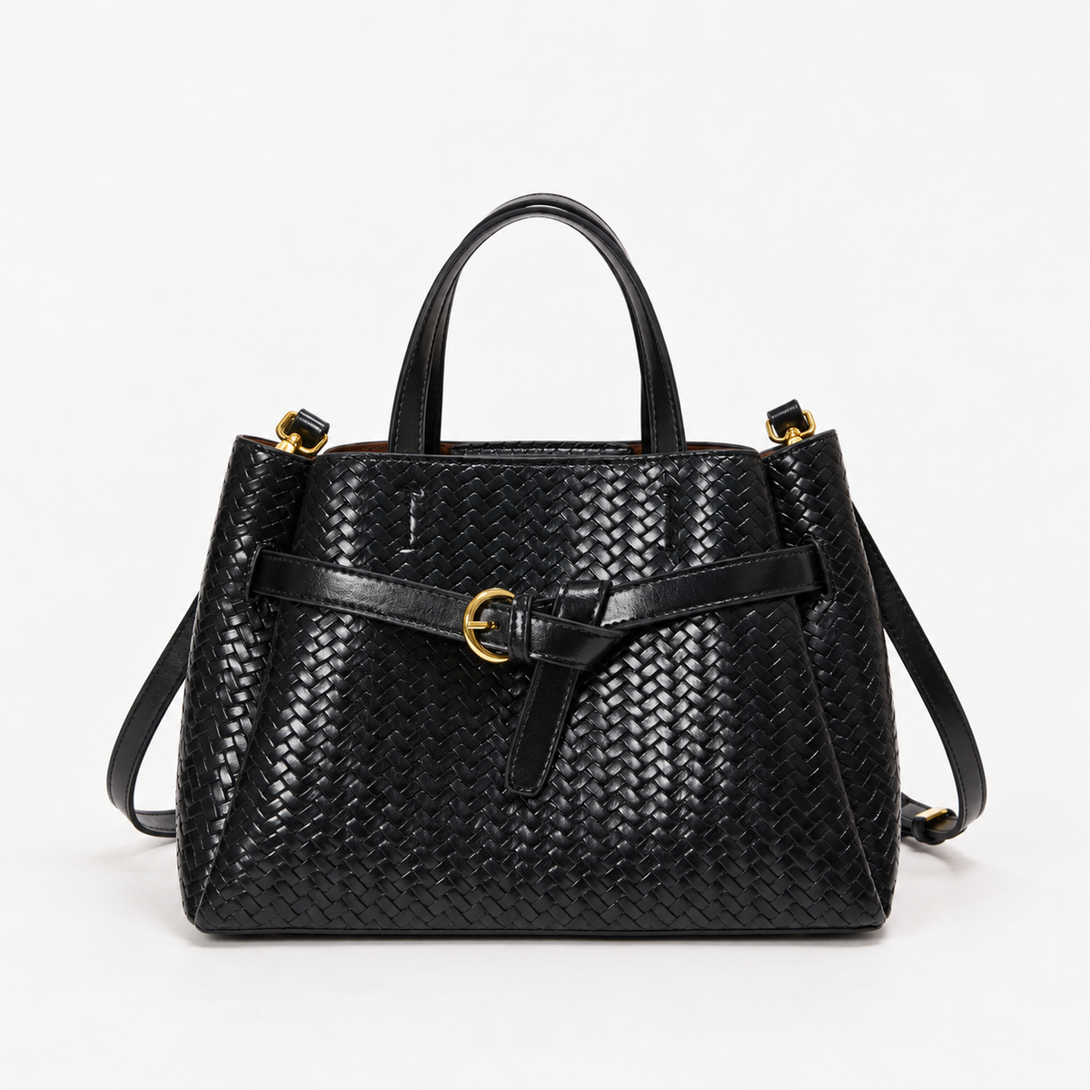 Anaelle Everyday Woven Top-Handle Bag — Black | Emory & Blanc